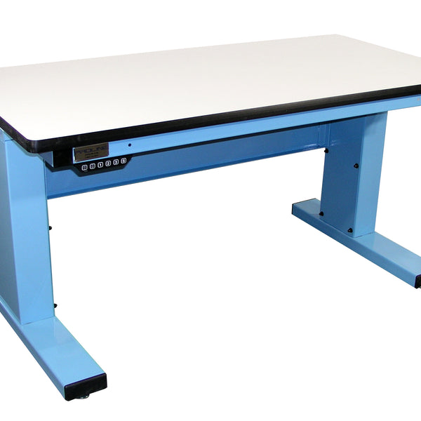 Electric Height Adjust Base Bench with Plastic Laminate "T" Mold Surface
