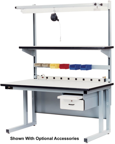 Cantilever Base Workbench with ESD Laminate 90 Degree Rolled Front Edge Surface