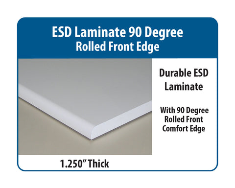 Cantilever Base Workbench with ESD Laminate 90 Degree Rolled Front Edge Surface