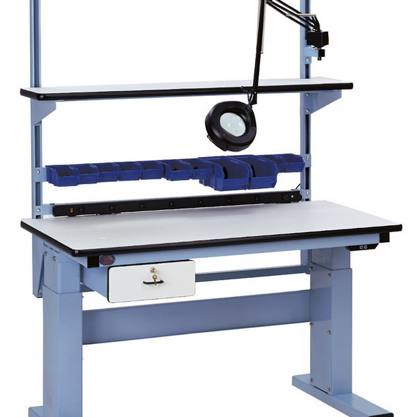 Electric Height Adjust Base Bench with ESD Laminate 90 Degree Rolled Front Edge Surface