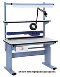Electric Height Adjust Base Bench with  Plastic Laminate 90 Degree Rolled Front Edge Surface